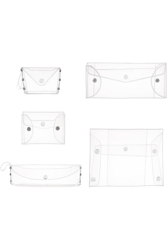 5pcs 5 styles Rectangle Transparent PVC Cosmetic Pouches Waterproof Clutch bag Toilet bag for Women Clear 6.5~13.5x9.5~20x0.7~3.9cm 1pc/style