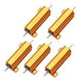 thumbnail image 1 of Uxcell 50W 10 Ohm Housing Resistor Screw Chassis Mounted Aluminum Case Wirewound Resistor Load Resistors Gold Tone 5 Pcs, 1 of 5