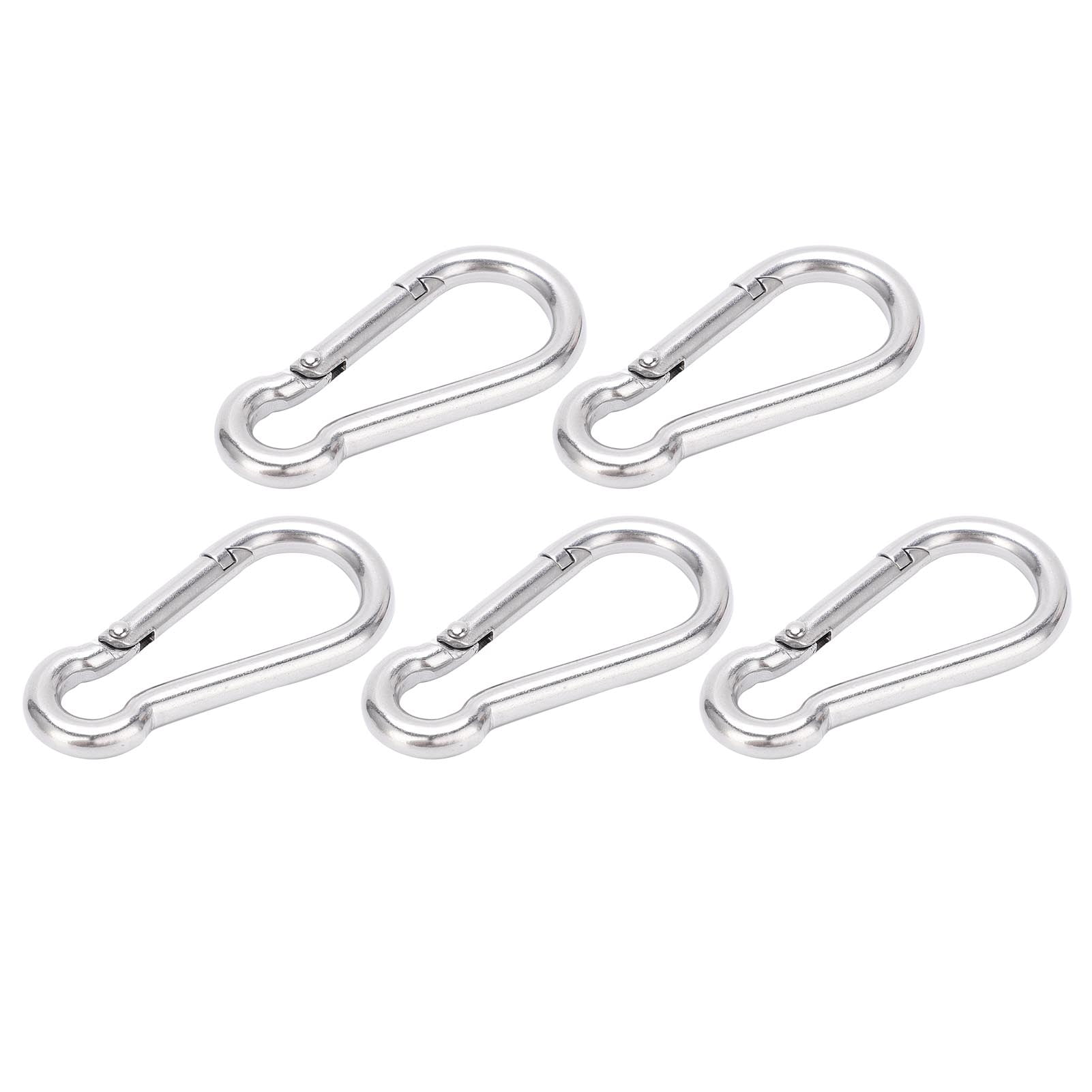 5pcs 50mm Carabiner Clip Stainless Steel Heavy Duty Spring Snap Hook