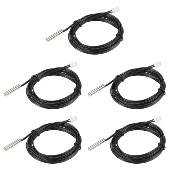 5pcs 5K Temperature Sensor Probe Stainless Steel NTC Thermal Sensor Probe 6.6ft Digital Thermometer Extension Cable