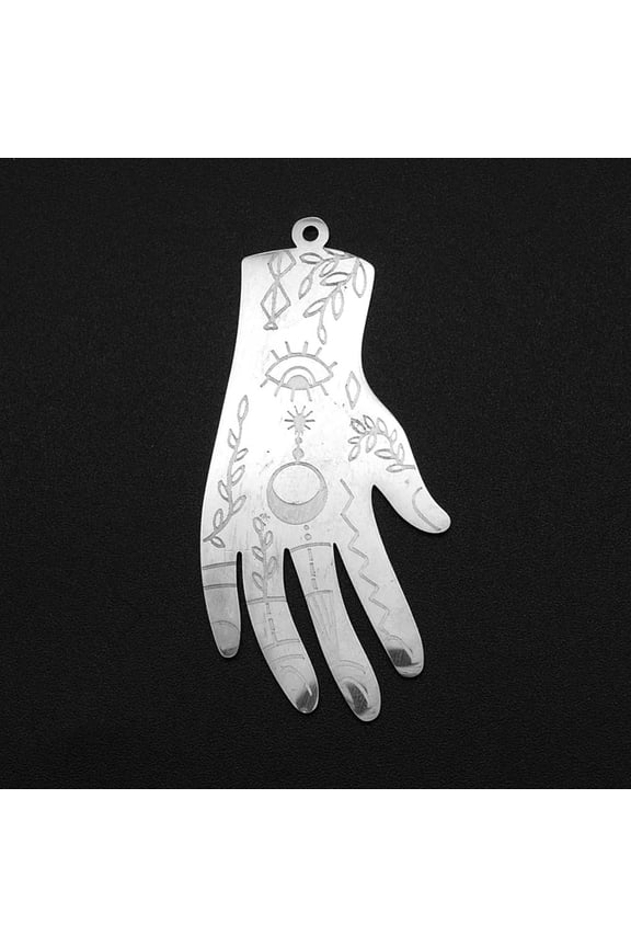 5pcs 5Pcs 201 Stainless Steel Hand Pendants Hand Jewelry Making Charms Stainless Steel Color Pendant Ornament for Women Birthday Festival Elegant Gifts Jewelry 49x24x1mm Hole: 1.4mm