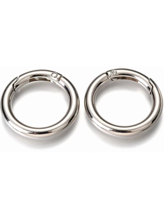 5pcs 5Pcs Platinum Zinc Alloy Spring Gate Rings Trigger Spring O Ring Platinum Metal Round Spring Clips Circle for Keychains Bags Purses Handbags DIY Crafts Accessory 35x5mm