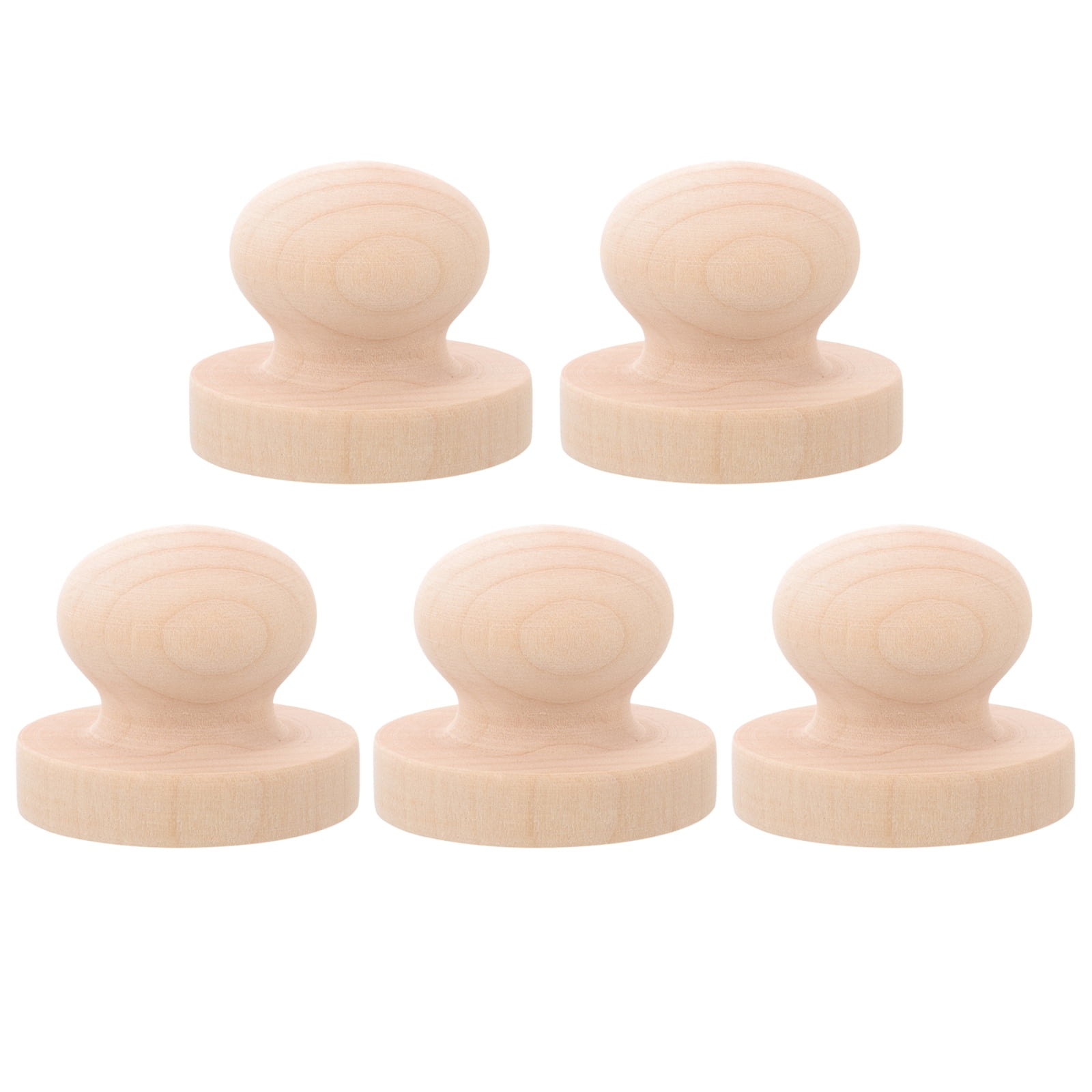 5pcs 5cm Stamp Wooden Round Handle DIY Stamp for Scrapbooking Craft