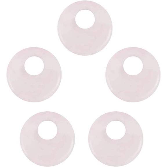 5pcs 5pcs Gemstone Beads Rose Quartz Pendants Flat Round Donut Stone Beads Pendants for Jewelry Making Clear