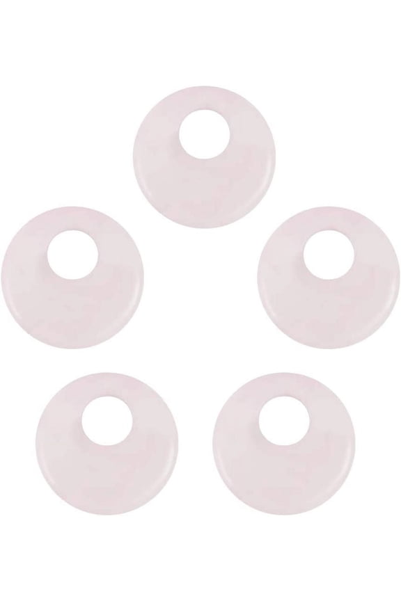 5pcs 5pcs Gemstone Beads Rose Quartz Pendants Flat Round Donut Stone Beads Pendants for Jewelry Making