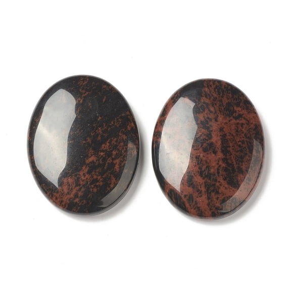 5pcs 5pcs Natural Mahogany Obsidian Worry Stone for Anxiety Therapy Oval Thumb Stone 45x34~35x7~8.5mm