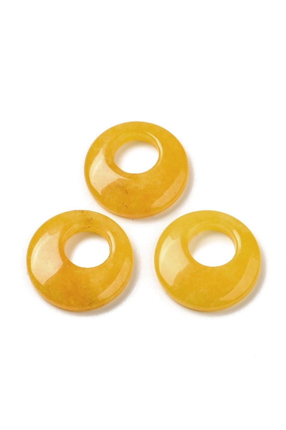 5pcs 5pcs Natural Topaz Jade Pendants Donut/Pi Disc Charms 27.5~28x4.5~5.5mm