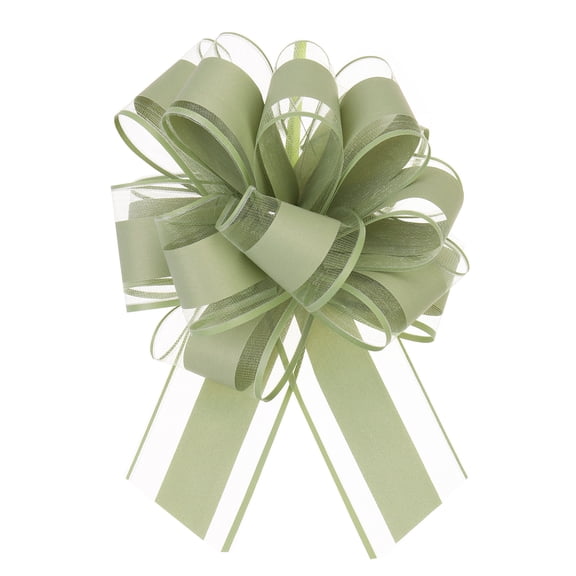 5pcs 6 Inch Large Big Pull Bow Organza Gift Wrapping Bows Ribbon for Wedding Car Christmas Bow, Army Green