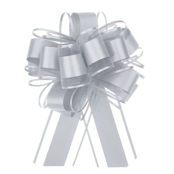 5pcs 6 Inch Large Big Pull Bow Organza Gift Wrapping Bows Ribbon for Wedding Car Christmas Bow, Gray