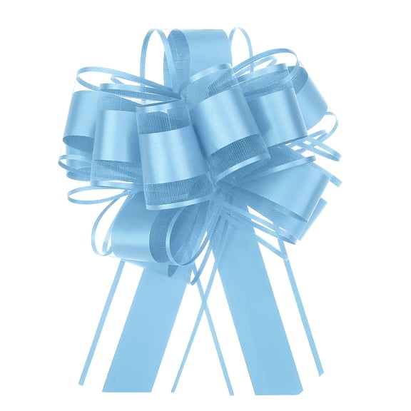 5pcs 6 Inch Large Big Pull Bow Organza Gift Wrapping Bows Ribbon for Wedding Car Christmas Bow, Light Blue