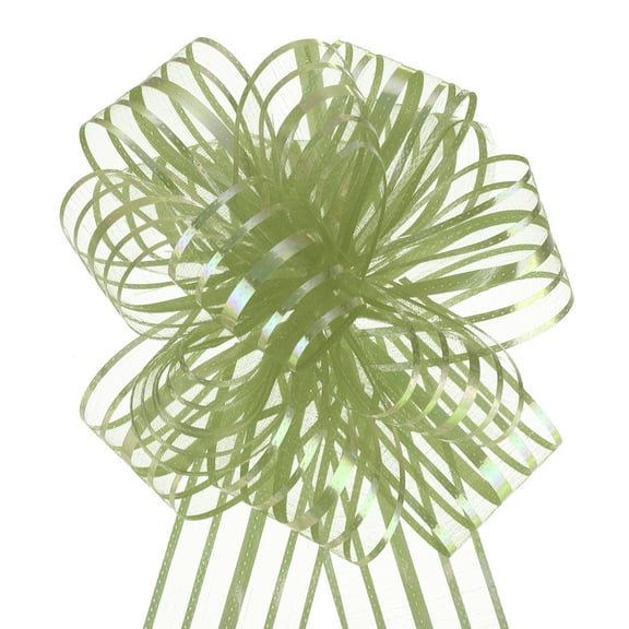 Uxcell 5Pcs 6" Organza Large Pull Bows Gift Wrapping Bows Ribbon Grass Green