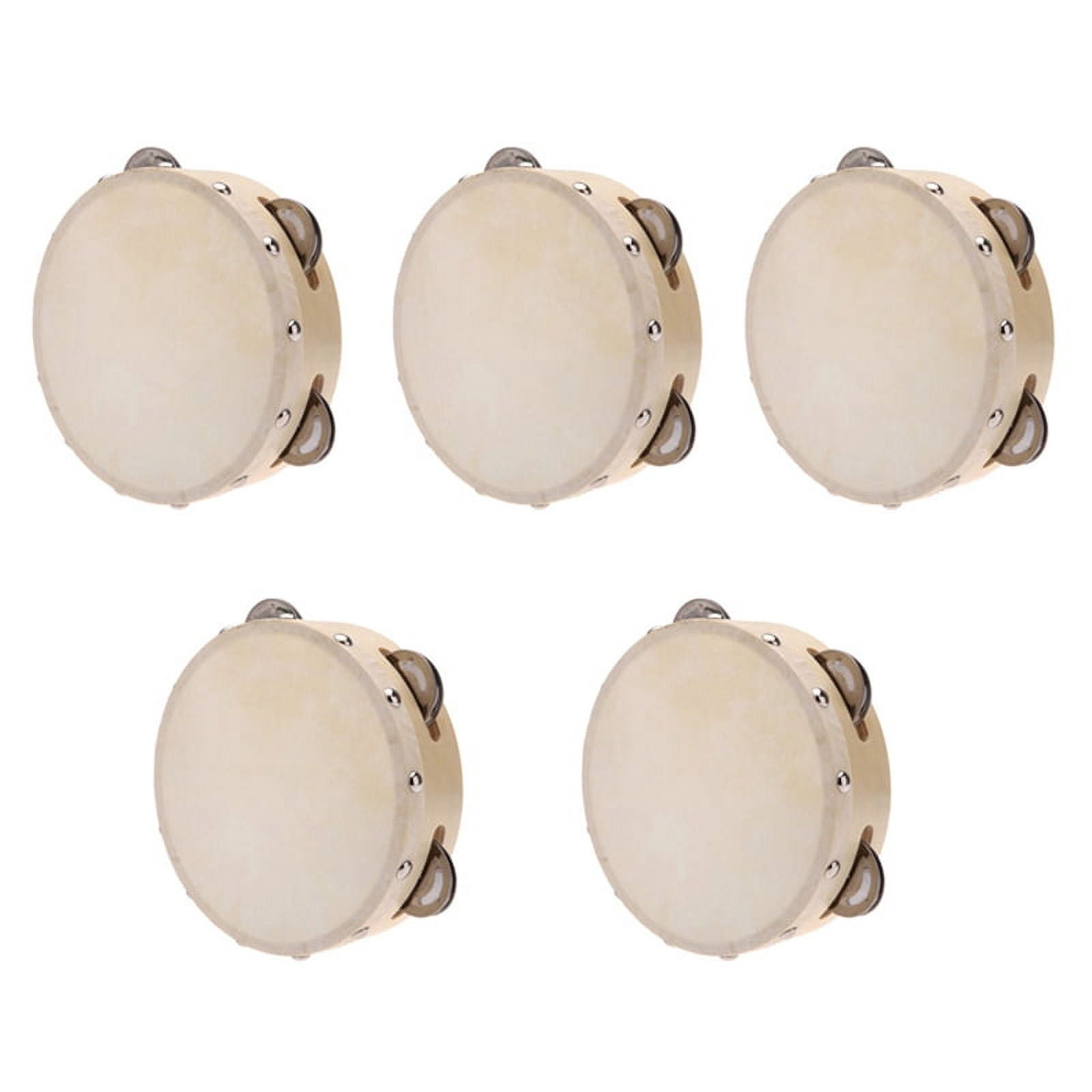 5pcs 6In Hand Held Tambourine Drum Bell Metal Jingles Percussion Musical Toy for KTV Kids Games