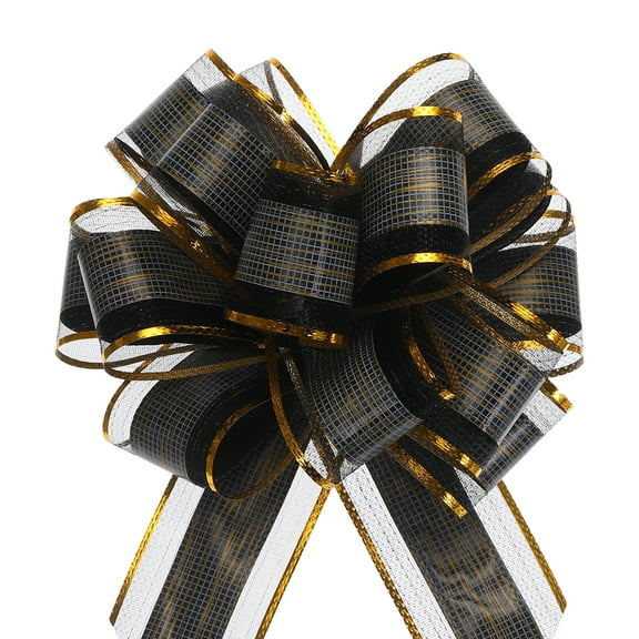 Uxcell 5pcs Large Pull Bow Gift Wrapping Bows Organza Bows for Wedding Baskets Presents Black 17 cm