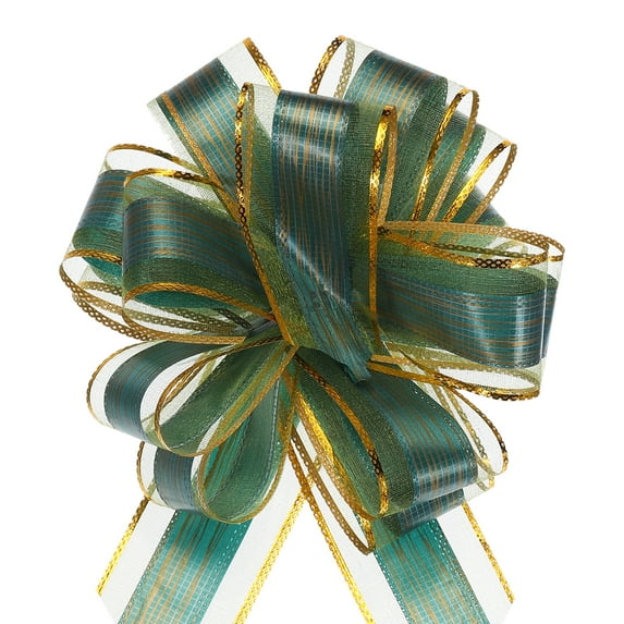 Uxcell 5pcs Large Pull Bow Gift Wrapping Bows Organza Bows for Wedding Baskets Presents Green 17 cm