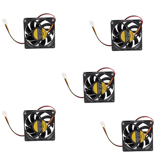 5pcs 70X70mm 12V 3-Pin PC Computer Case CPU DC Brushless Cooler Cooling Fan Black