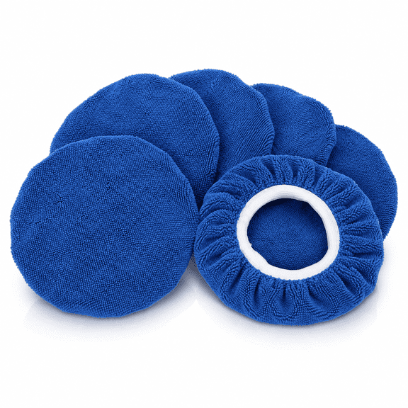5pcs 9-10 Inch Universal Mircrofiber Vehicle Wax Polishing Bonnet Buffing Pad Cover Dark Blue