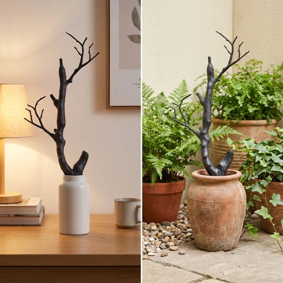 5pcs 9.8 Inch Artificial Black Dry Branches Fake Twigs for Dark Gothic Halloween Decor Spooky Vase Filler for Home Table Party Centerpiece