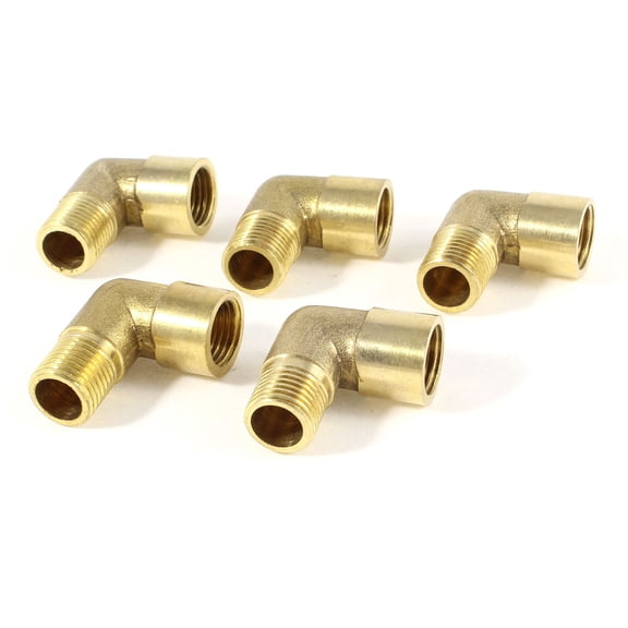 5pcs 90 Degree Elbow 1/4"PT Male to 1/4"PT Female Brass Pipe Fitting Adapter