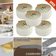 5pcs 90'' Foam Wallpaper Border, TSV 3D Self-Adhesive Flexible Foam Molding Trim Waterproof