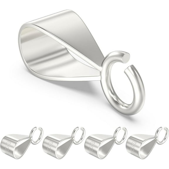 5pcs 925 Sterling Silver Slider Pendant Clasp for Necklace with Open Loop, Easy Bails for Jewelry Making, Charm Clasp Connector for DIY Craft (Made in Italy)