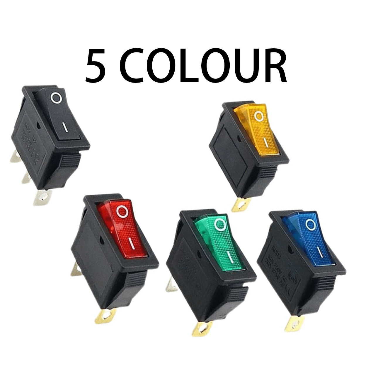 5pcs AC 16A/250V 20A/125V 3 Pin Switch 2 Position Red Light On Off SPST ...