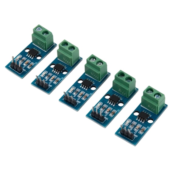 5pcs ACS712 Current Sensor Module 5A Range Hall Effect for AC/DC Detection, 100mV/A Analog Output, Blue/Green Development Board Kit