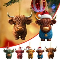 5pcs Acrylic Cow Christmas Pendants - Personalized Hanging Ornaments, Cute Christmas Tree Decor, Festive Holiday Gift for Cow Lovers, 3.14in/8cm, Multicolor