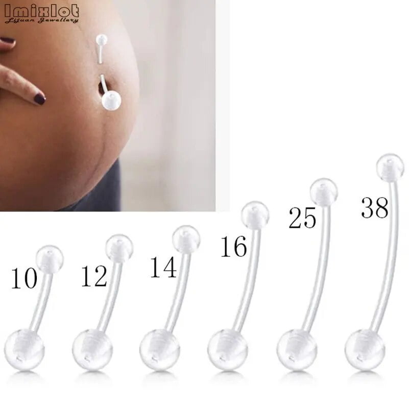 5pcs Acrylic Long Bar Navel Rings for Pregnant Women Flexible Clear Belly Piercing Retainer Plastic Pregnancy Belly Button Rings Walmart