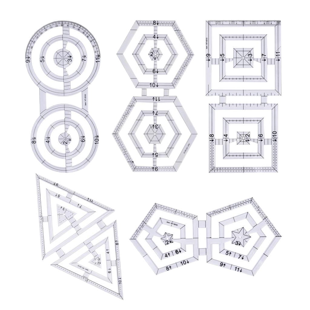 5pcs Acrylic Ruler made Quilt Templates Patch Ruler Tool