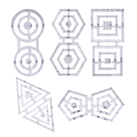 5pcs Acrylic Ruler made Quilt Templates Patch Ruler Tool