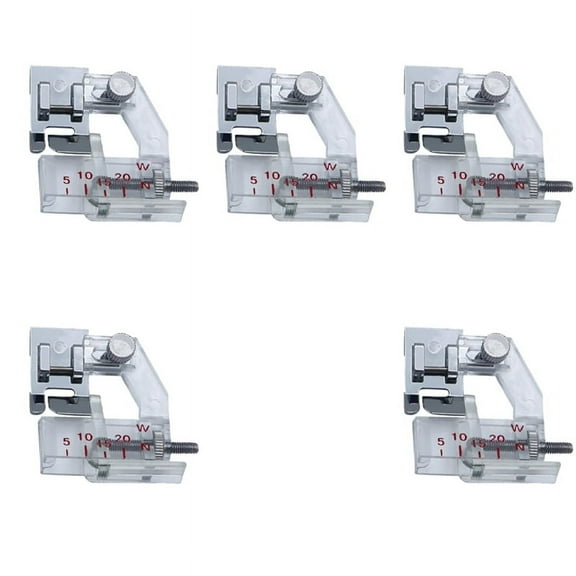5pcs Adjustable Bias Tape Binding Foot,Range is From 5mm to 20mm, for All Low Shank Snap on Sewing Machine Industrial