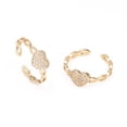 thumbnail image 1 of 5pcs Adjustable Brass Micro Pave Clear Cubic Zirconia Cuff Rings Open Rings for Valentine's Day Long-Lasting Plated Heart Golden 17mm, 1 of 2