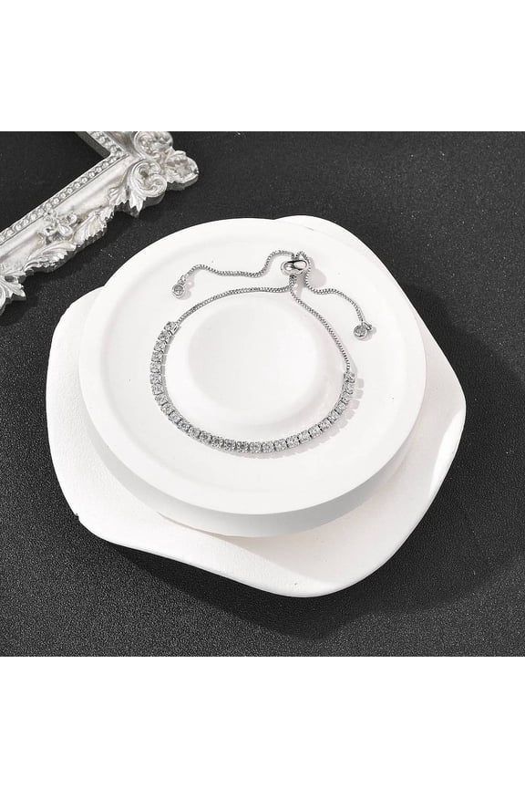 5pcs Adjustable Brass Micro Pave Cubic Zirconia Bracelets Bolo Bracelets Slider Bracelets 8-1/2 inch(215mm)