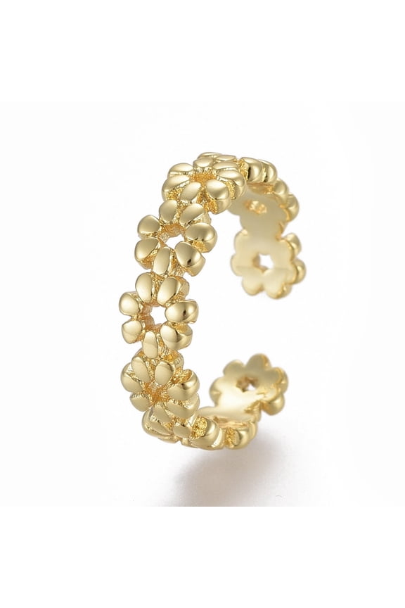 5pcs Adjustable Brass Toe Rings Open Cuff Rings Open Rings Flower Golden Size 4 Inner Diameter: 14.5mm