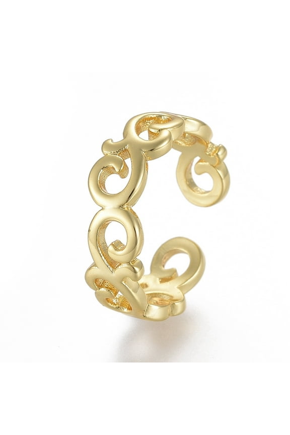 5pcs Adjustable Brass Toe Rings Open Cuff Rings Open Rings Golden Size 4 Inner Diameter: 14.5mm
