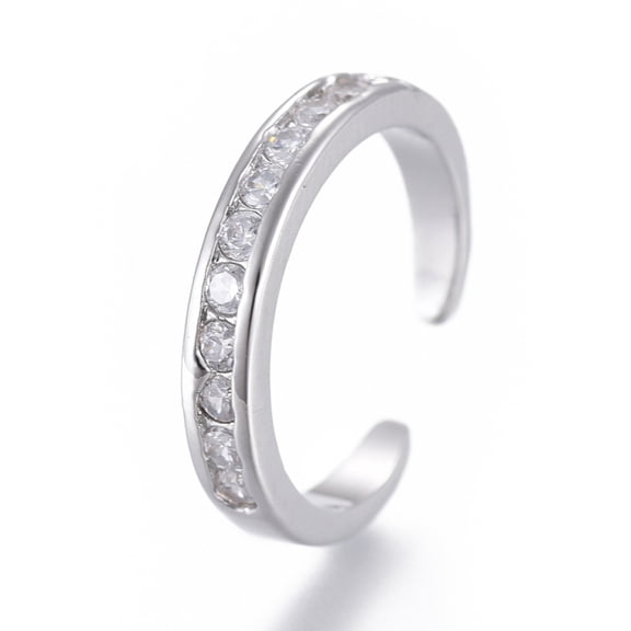 5pcs Adjustable Brass Toe Rings Open Cuff Rings Open Rings with Clear Cubic Zirconia Platinum Size 3 Inner Diameter: 13.5mm