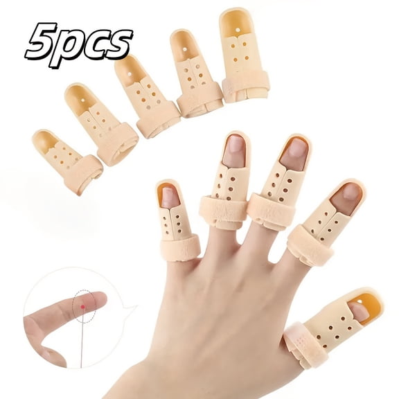 5pcs Adjustable Finger Splints in Apricot - Durable PE Material for Support And, Breathable Design, Ideal for Recovery And Daily Use