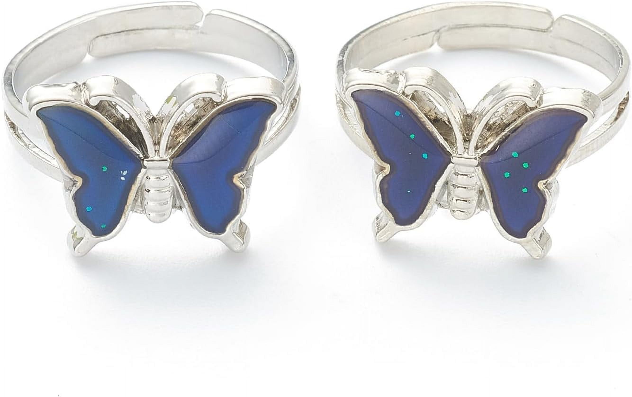 5pcs Adjustable Iron Finger Rings with Epoxy Temperature Changing Color ...