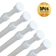 5pcs Adjustable Spring Tension Rods, EEEkit 11.8-19.7'' White Metal Cupboard Bars Window Curtain Rod Closet Rod