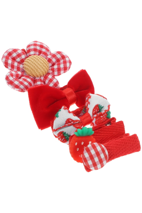 5pcs Adorable Cartoon Strawberry Themed Hair Clip Baby Girls Little Barrettes Daily Use Hair Clip