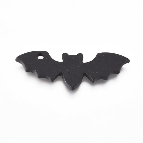 5pcs Alloy Pendants Baking Painted for Bat Black 8.5x24.5x1mm Hole: 1.4mm