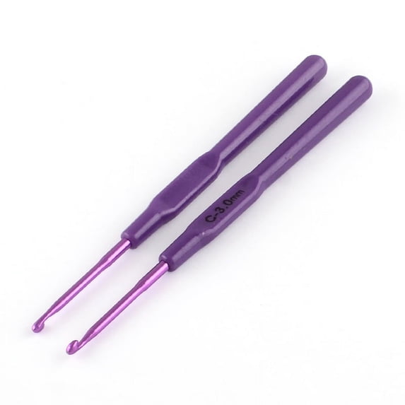 5pcs Aluminum Crochet Hooks with Plastic Handle Covered Purple Pin: 3.0mm 140x9x7.5mm