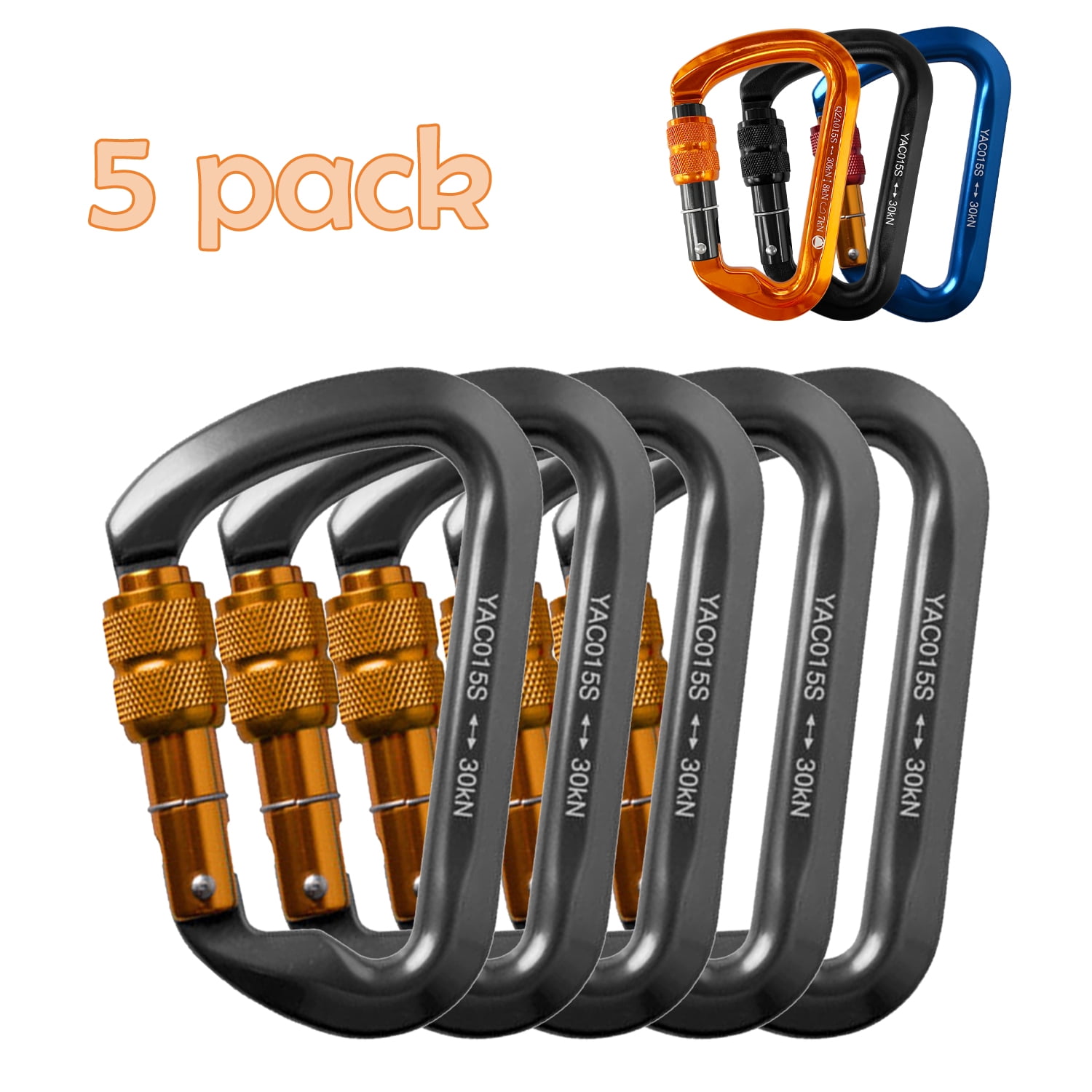 KQYs E&Y 25KN Screw Locking Gate Carabiner Heavy Duty D-shape Buckle - Foto 6