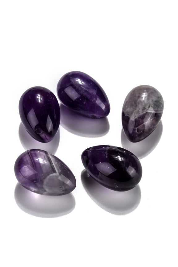 5pcs Amethyst Pendants Easter Egg Stone 31x20x20mm Hole: 2mm
