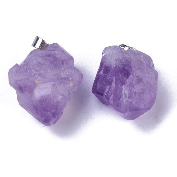 5pcs Amethyst Pendants with Brass Findings Nuggets 20~26x12~20x10~16mm Hole: 4x4mm