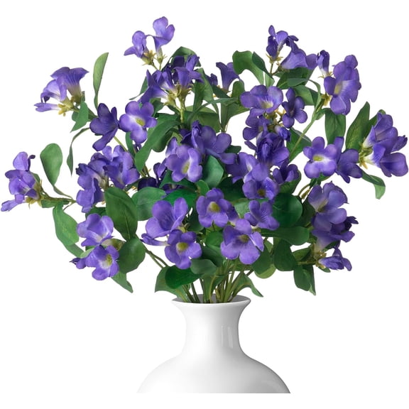 5pcs Artificial Camellia Long Stems, 19in Silk Flower Fake Flowers for Home Dining Spring Decorations, Floor vases, Party centerpieces and Wedding Arrangements (Blue)