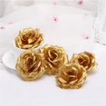 thumbnail image 1 of 5pcs Artificial Floral Silk Roses Heads Bulk Flowers 8cm for Wedding Party Prom Home DIY Decor, Gold, 1 of 2