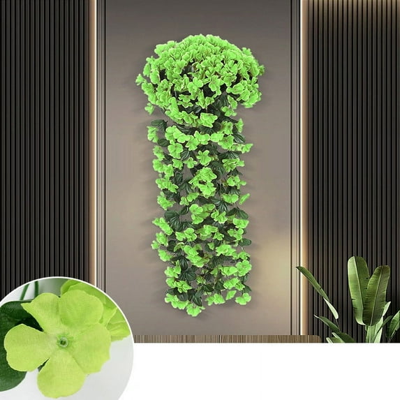 5pcs Artificial Hanging Flowers Outdoor Faux Plants Spring Decor Fake Mums Violets with Eucalyptus Realistic UV Resistant Trailing Vines Porch Yard Indoor Five-petal