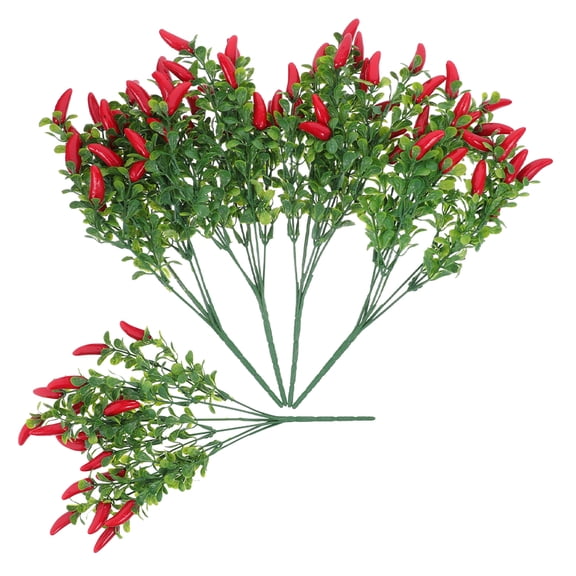 5pcs Artificial Pepper Bouquets Fake Chili Stems Simulation Vegetable Branches Fake Chili Stem Lifelike Artificial Pepper Branch Vegetable Bunch