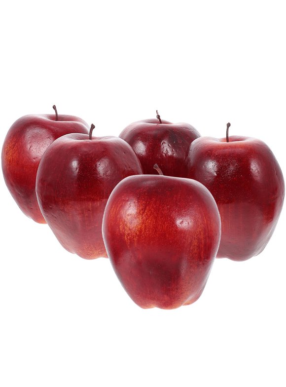 5pcs Artificial Red Delicious Apples Decors Lifelike Fake Red Delicious Apples
